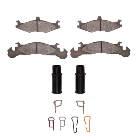 Dynamic Friction Co 5000 Advanced Brake Pads - Semi Metallic and Hardware Kit, Long Pad Wear, Front 1551-0221-01